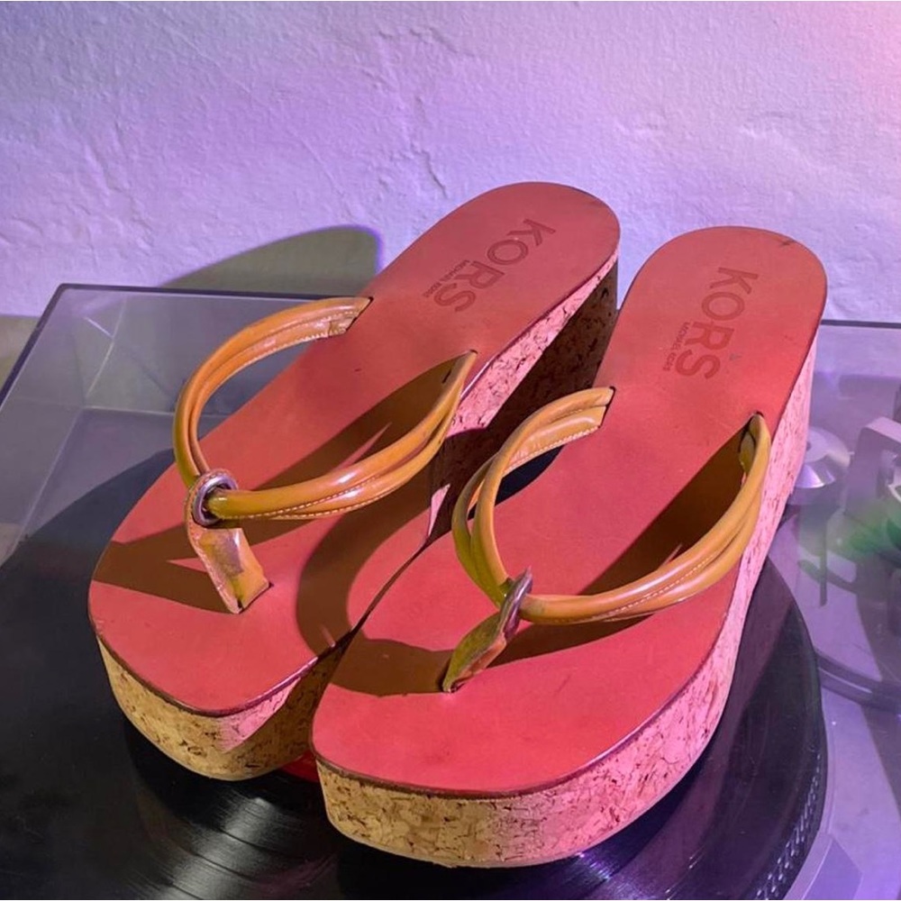 michael kors cork wedge platform y2k flip flop 8.5